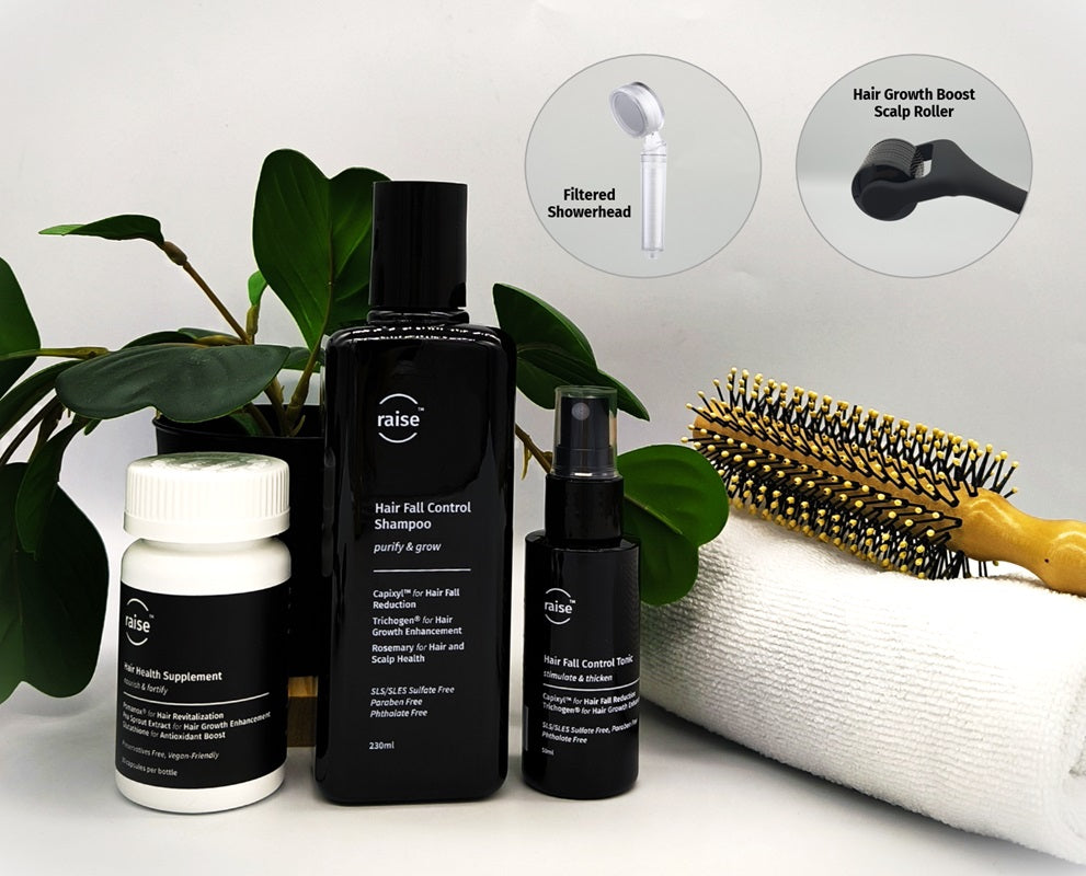 Raise Haircare Solution Bundle | Slow down hair loss, promote hair growth | Patented formulas | Boosters